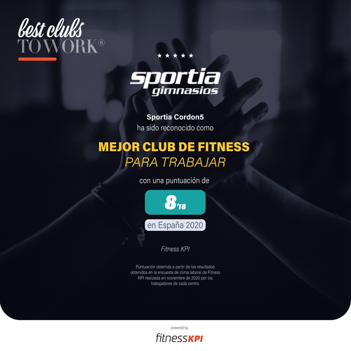 Sportia Gimnasios elegido el Mejor Club de Fitness Para Trabajar en España